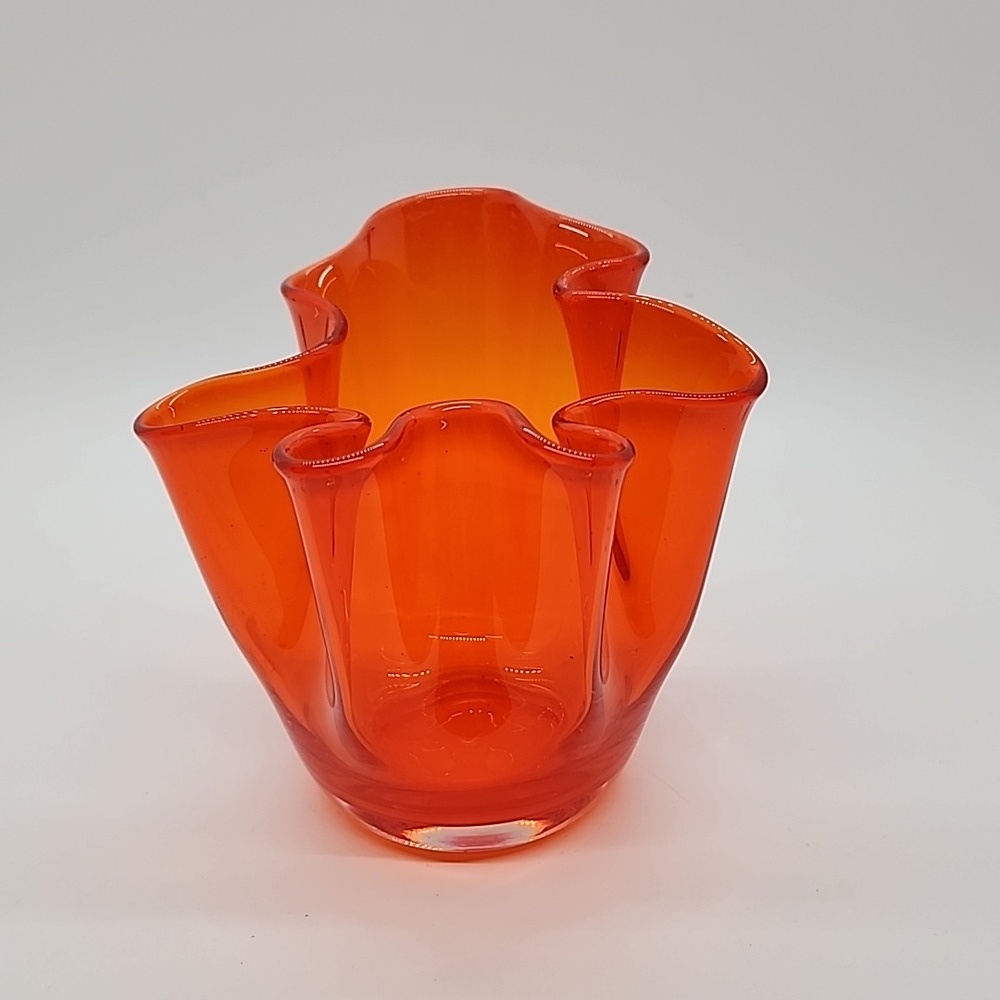 Vintage Viking Vibrant Orange Glass Vase